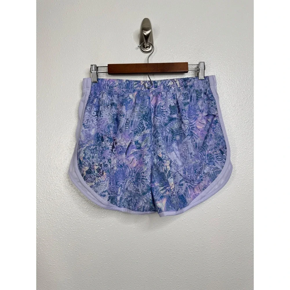 Nike Womens‎ Dri-FIT Tempo Running Shorts Purple Blue Abstract Floral Size M